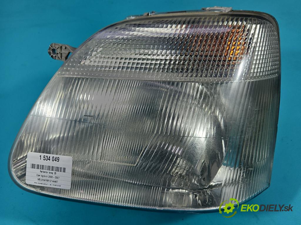 Opel Agila A 2000-2007 1.2 16V 75 HP manual 55 kW 1199 cm3 5- Reflektor: ľavý  (Kľučka dverí ostatné)
