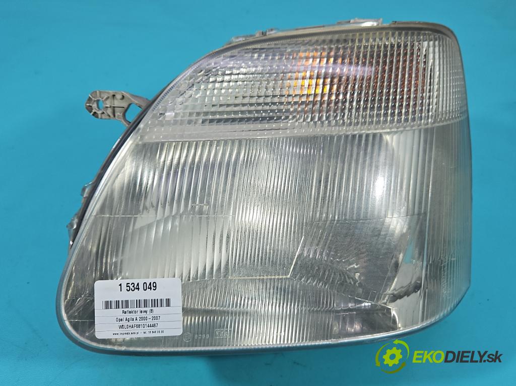 Opel Agila A 2000-2007 1.2 16V 75 HP manual 55 kW 1199 cm3 5- Reflektor: ľavý  (Kľučka dverí ostatné)