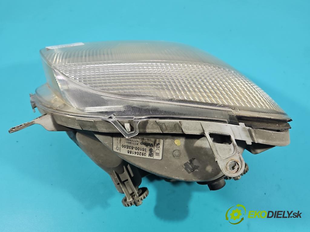 Opel Agila A 2000-2007 1.2 16V 75 HP manual 55 kW 1199 cm3 5- Reflektor: pravý 09204188 (Svetlo predné pravé)