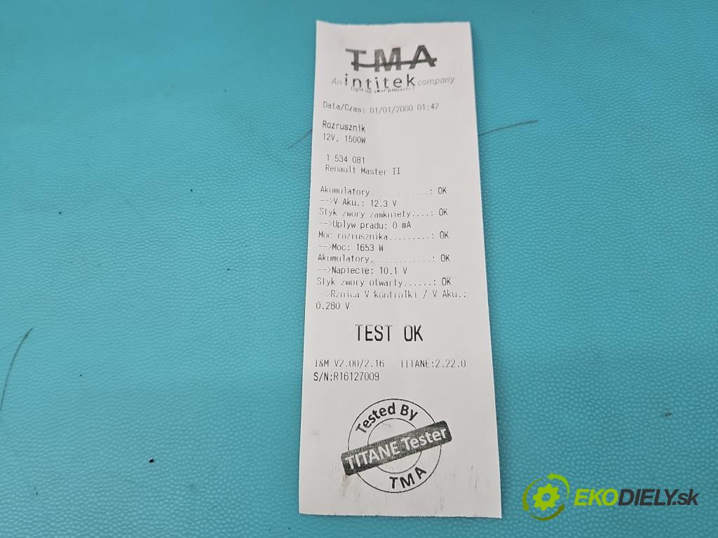 Renault Master II 1998-2010 2.5 dci 99 HP manual 73 kW 2463 cm3 5- štartér  (Štartér)