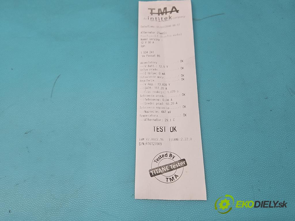 Vw Passat B5 1995-2005 1.6 8V 101 HP manual 74 kW 1595 cm3 4- Alternator 058903016E (Alternátor)