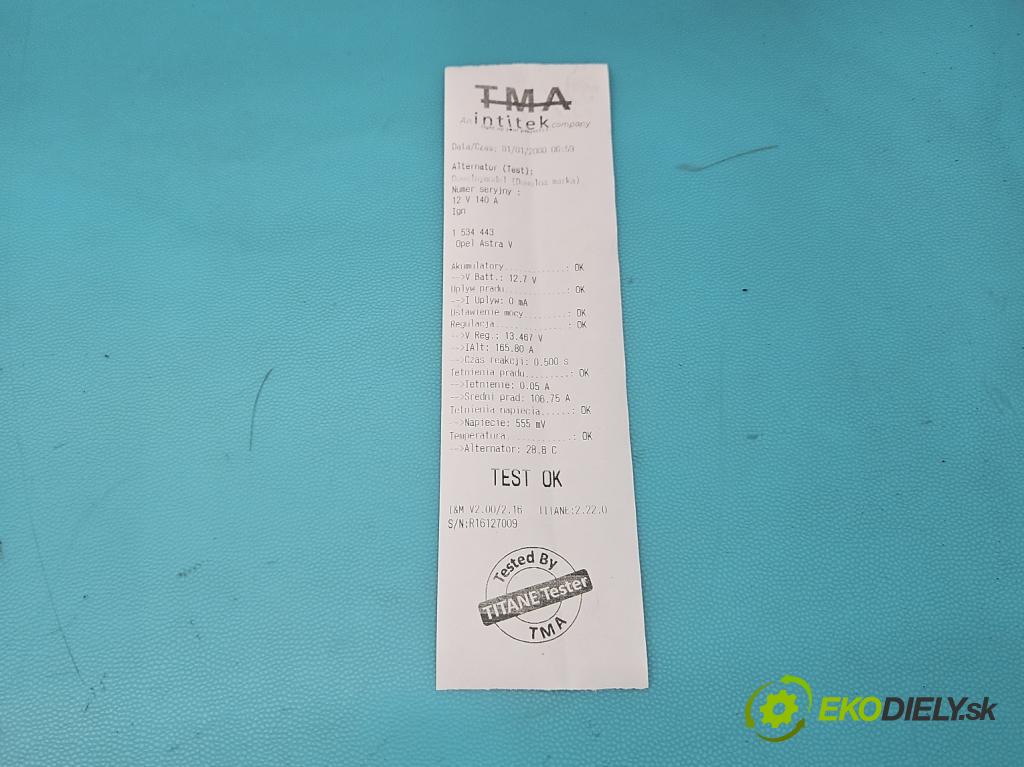 Opel Astra V  2015-2022 1.6 cdti 110 HP manual 81 kW 1598 cm3 5- Alternator 13587304 (Alternátor)