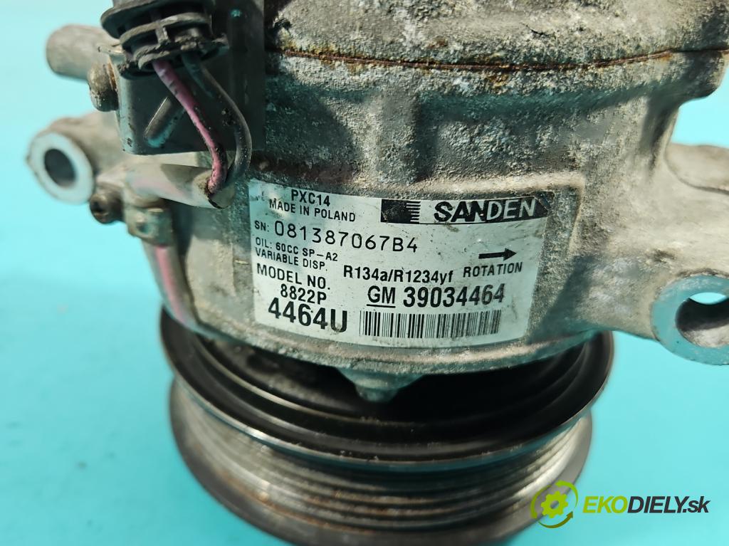 Opel Astra V  2015-2022 1.6 cdti 110 HP manual 81 kW 1598 cm3 5- Kompresor: klimatizácie 39034464 (Kompresor klimatizácie)
