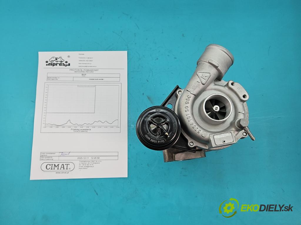 Audi A4 B6 2000-2004 1.8 T 163 HP manual 120 kW 1781 cm3 4- turbodúchadlo, turbo repasovaná 53039700073