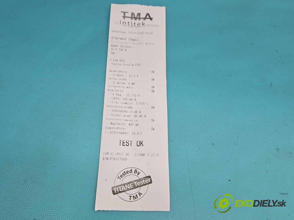 Toyota Corolla E15 2007-2014 1.6 vvti 124hp manual 91 kW 1598 cm3 4- Alternator 27060-0T060 (Alternátor)