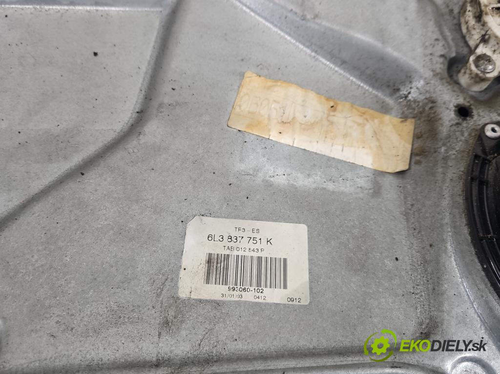 Seat Ibiza III 6L 2002-2008 1.4 TDI 80 HP manual 59 kW 1422 cm3 3- mechanizmus okna predné ľavý 6Q2959802A