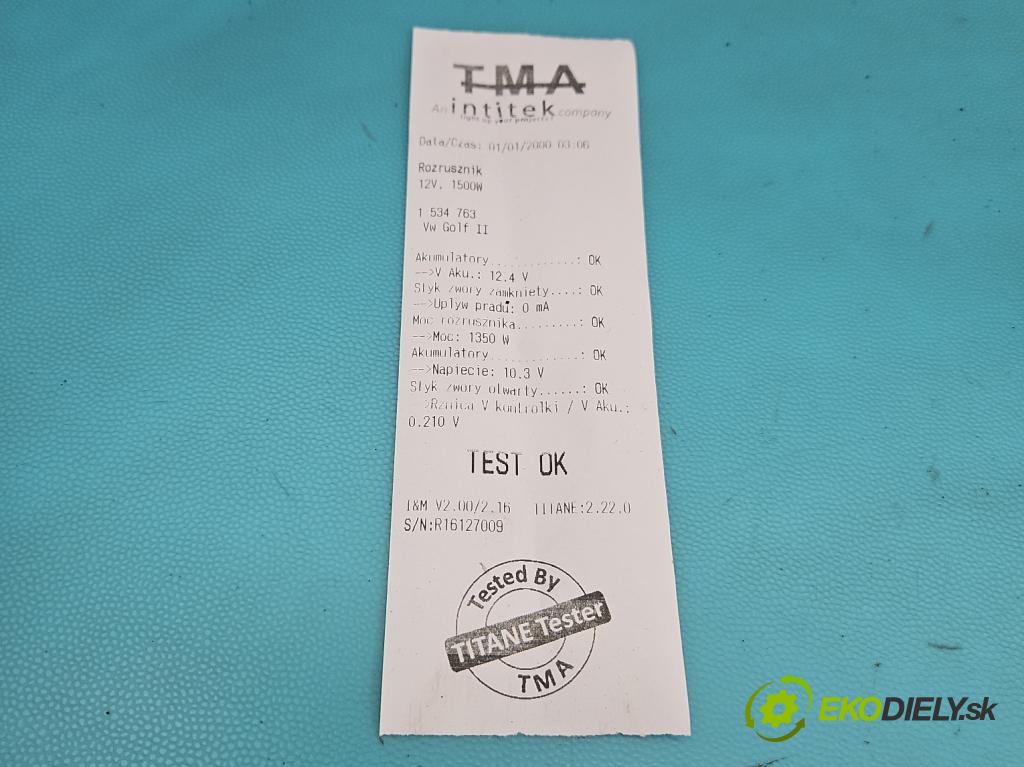 Vw Golf II 1983-1992 1.3 plyn: 54 HP manual 40 kW 1272 cm3 5- štartér  (Štartér)