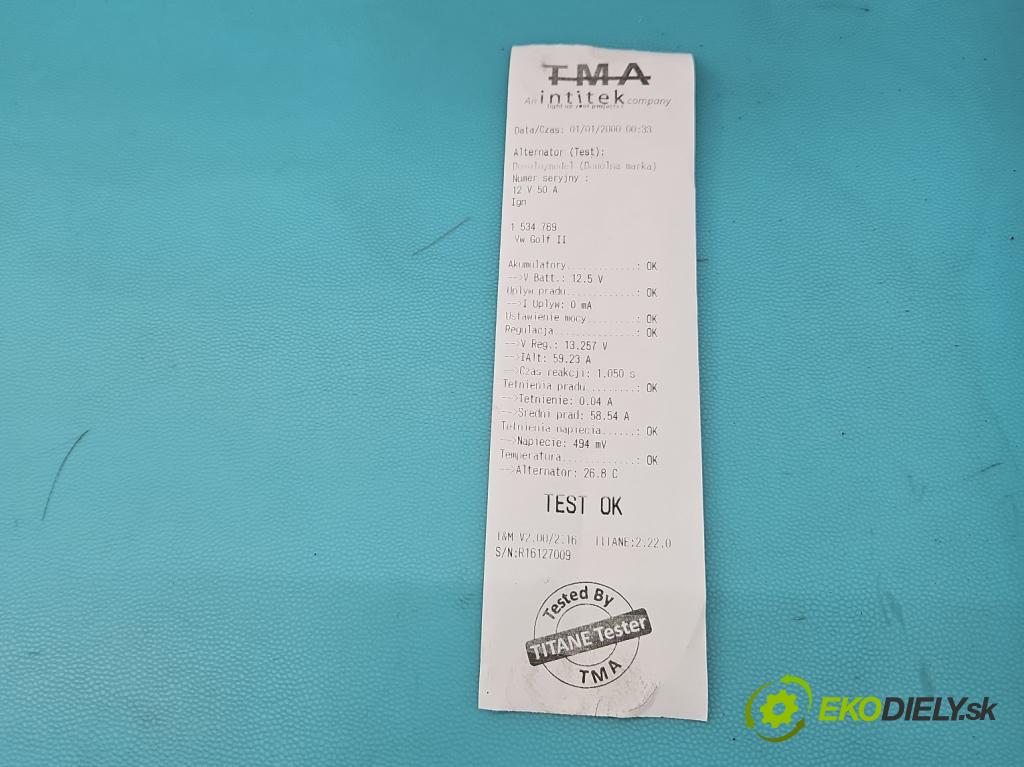 Vw Golf II 1983-1992 1.3 plyn: 54 HP manual 40 kW 1272 cm3 5- Alternator  (Alternátor)