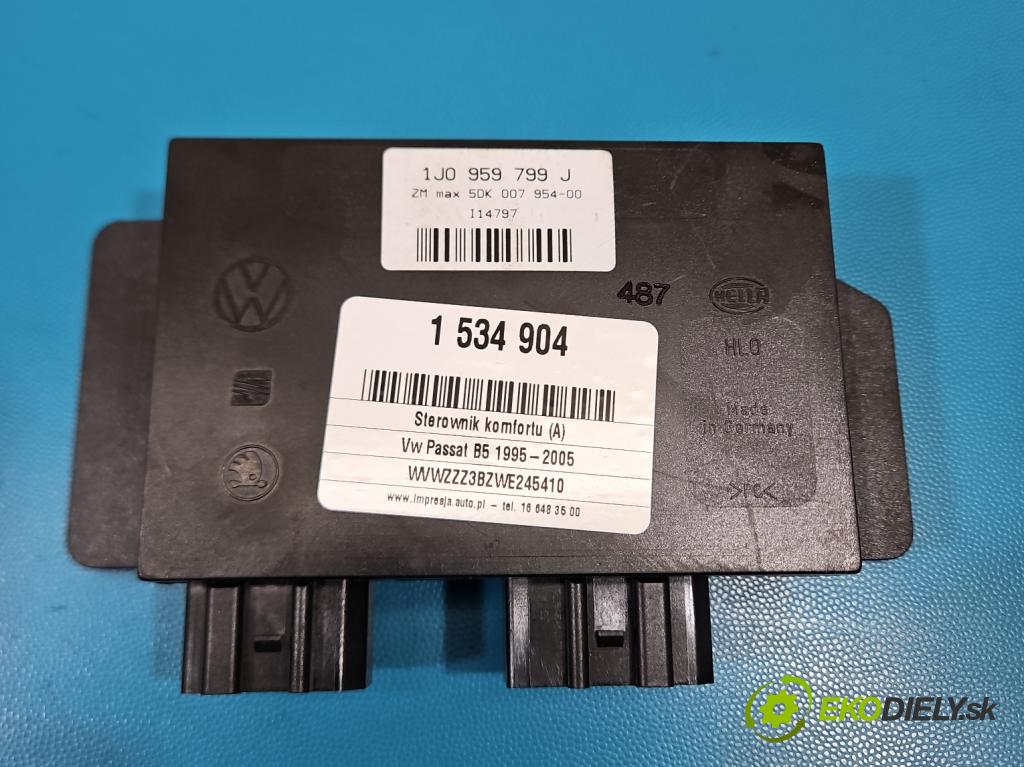 Vw Passat B5 1995-2005 1.8 T 150 hp manual 110 kW 1781 cm3 5- řídící jednotka komfortu 1J0959799J