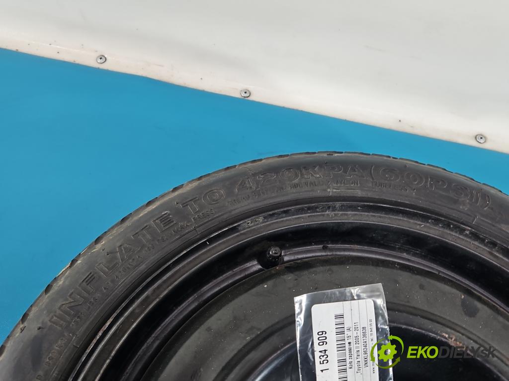 Toyota Yaris II 2005-2011 1.3 vvti 87 HP manual 64 kW 1298 cm3 5- koleso rezervne 15"