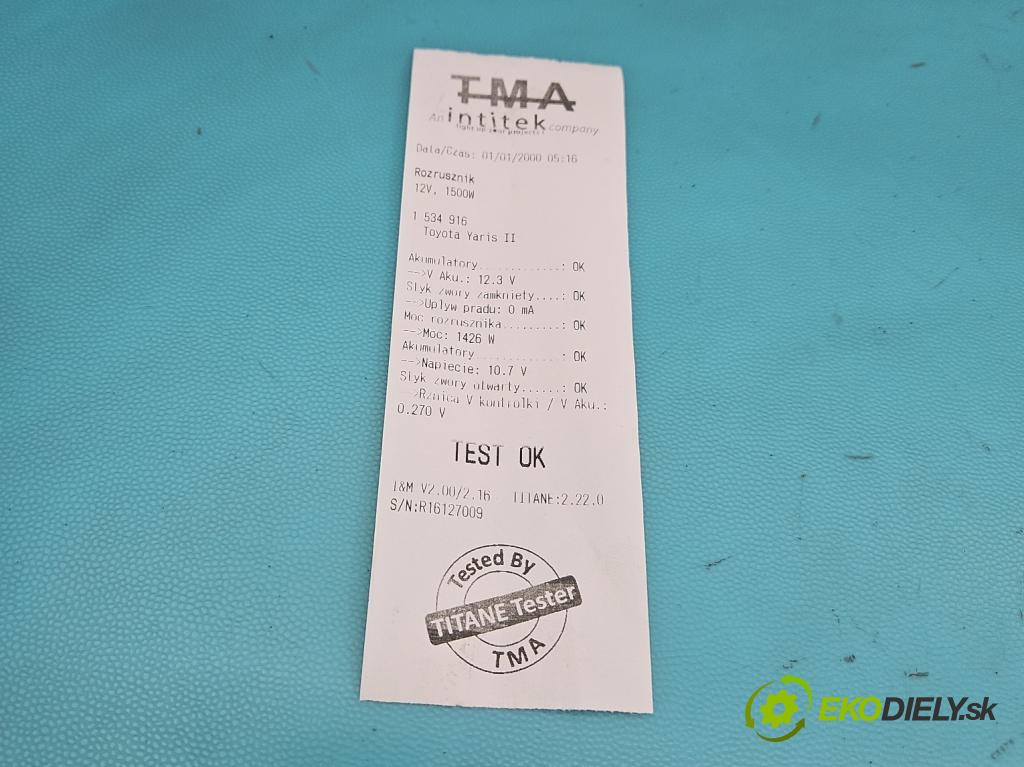 Toyota Yaris II 2005-2011 1.3 vvti 87 HP manual 64 kW 1298 cm3 5- štartér 28100-0J050 (Štartér)