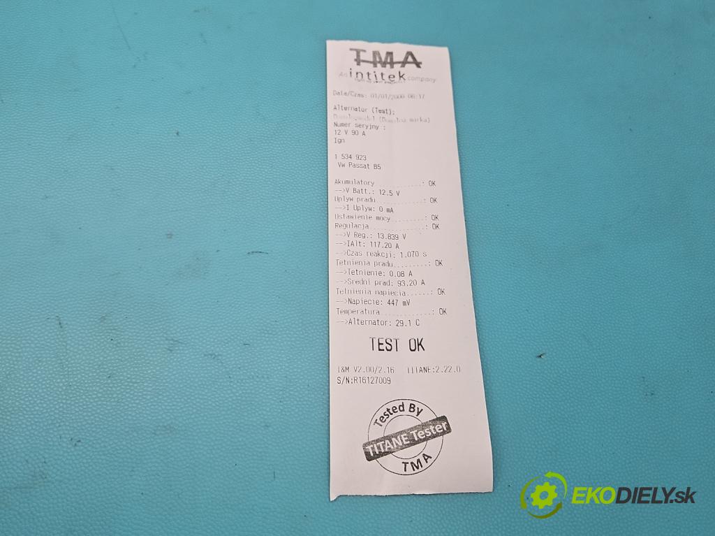 Vw Passat B5 1995-2005 1.8 T 150 HP manual 110 kW 1781 cm3 5- Alternator  (Alternátor)