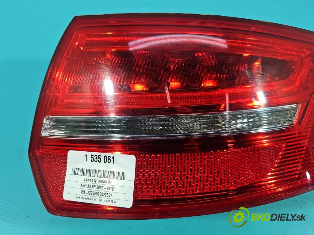 Audi A3 8P 2003-2012 1.9 TDI 105 HP manual 77 kW 1896 cm3 5- svetlo / reflektor zadné pravé 8P4945096E (Kľučka dverí ostatné)