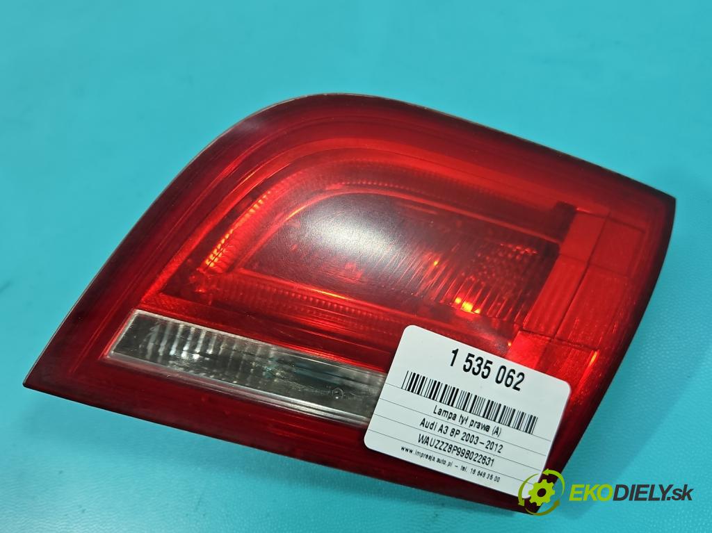 Audi A3 8P 2003-2012 1.9 TDI 105 HP manual 77 kW 1896 cm3 5- svetlo / reflektor zadné pravé 8P4945094D (Kľučka dverí ostatné)