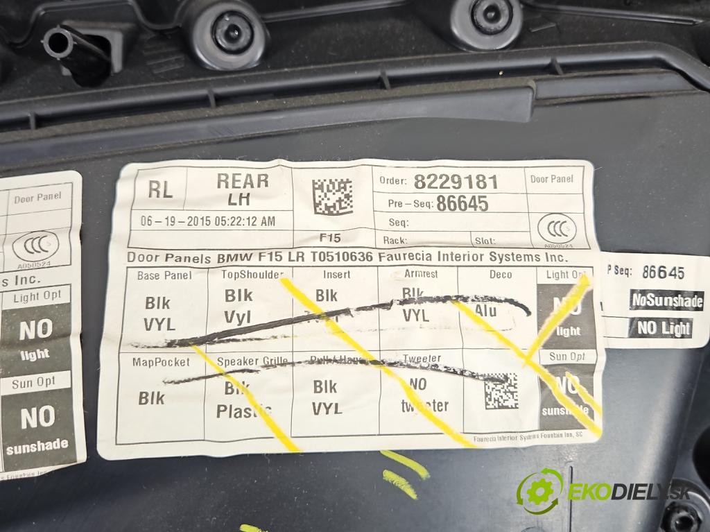 Bmw X5 F15 2013-2018 3.0d 258 HP automatic 190 kW 2993 cm3 5- Čalounictví: dvere zadné ľavé 7292103
