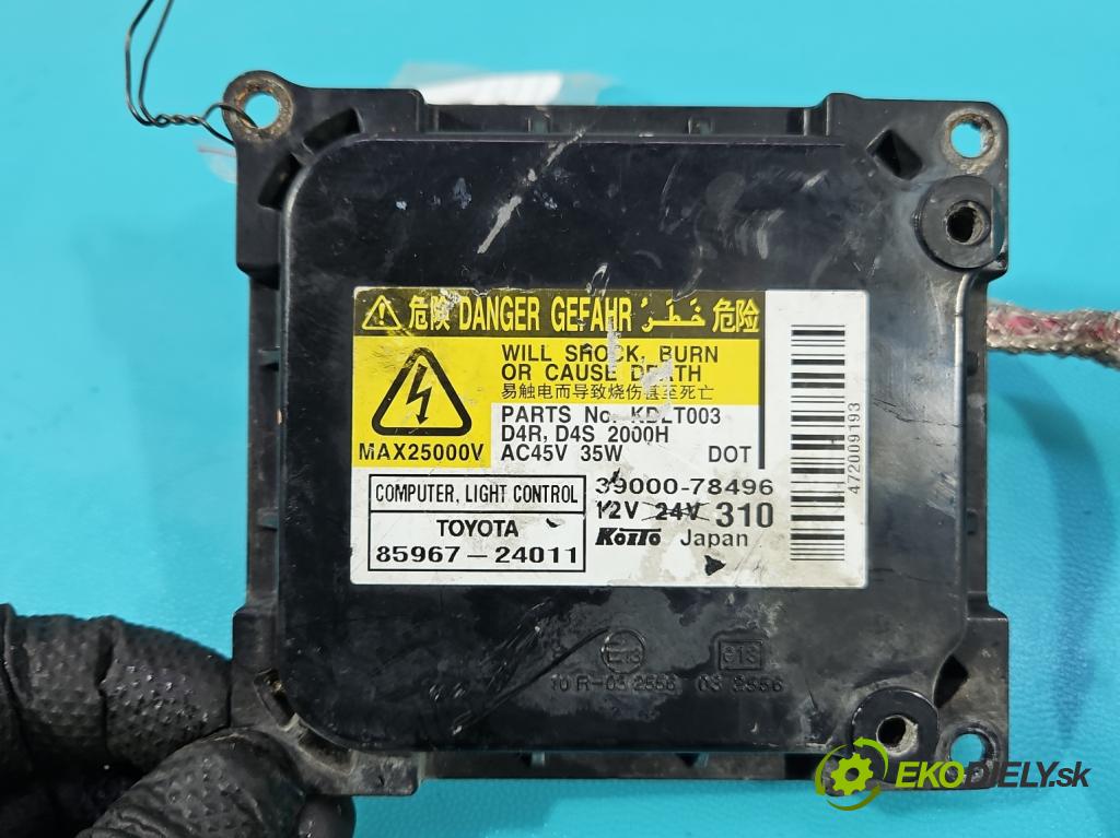 Toyota Avensis II T25 2003-2008 2.2 d-cat 177 HP manual 130 kW 2231 cm3 5- střídač: xenon 85967-24011 (Riadiaca jednotka xenónu)