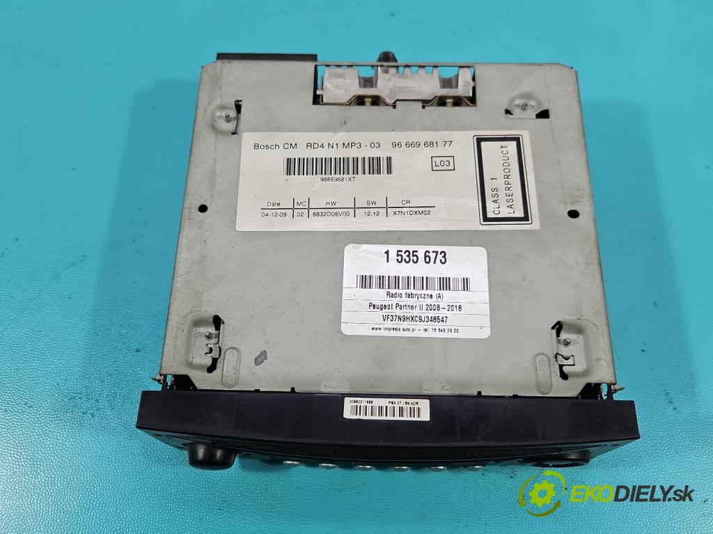 Peugeot Partner II 2008-2018 1.6 hdi 90 HP manual 66.2 kW 1560 cm3 5- Radio originál 9666968177