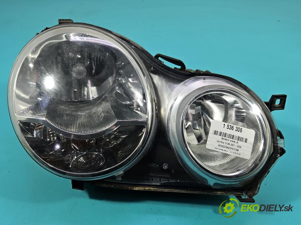 Vw Polo IV 9N 2001-2009 1.2 6v 54 HP manual 40 kW 1198 cm3 5- Reflektor: pravý 6Q1941008BB (Svetlo predné pravé)