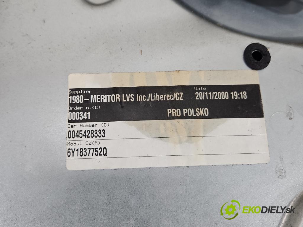 Skoda Fabia I 1999-2007 1.4 mpi 60 HP manual 44 kW 1397 cm3 5- mechanizmus okna predné pravý 6Q1959802