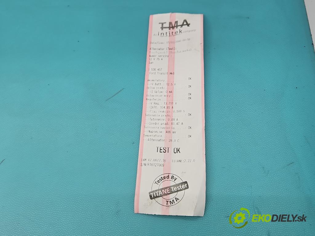 Ford Transit Mk6 2000-2006 2.4 tddi 120 HP manual 88 kW 2402 cm3 5- Alternator YC1T-10300-BH (Alternátor)