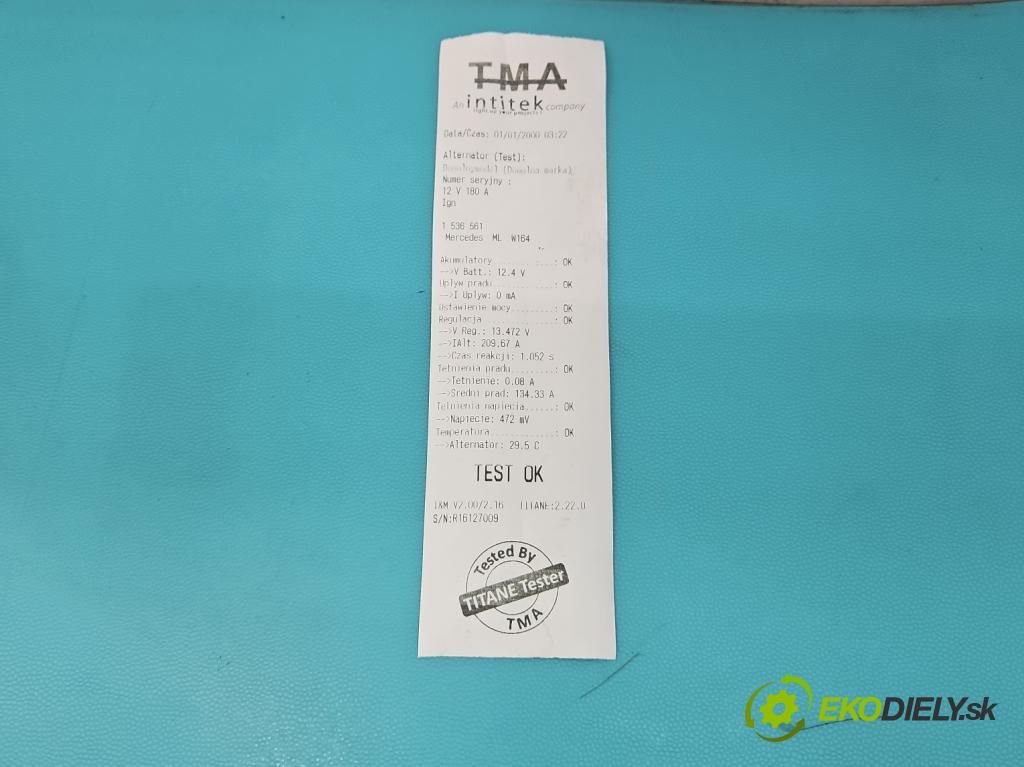 Mercedes ML W164 2005-2011 3.0 cdi 224hp automatic 165 kW 2987 cm3 5- Alternator  (Alternátor)