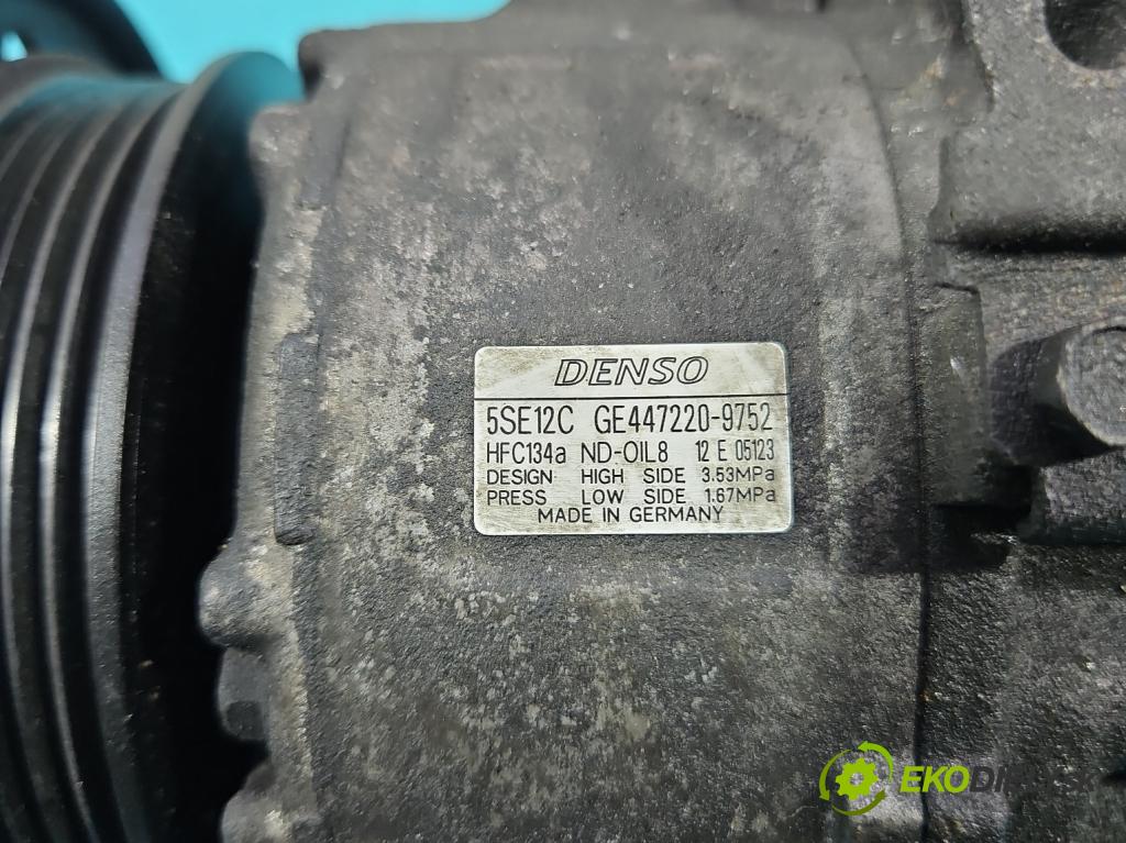 Toyota Avensis II T25 2003-2008 2.0 d4d 116 HP manual 85 kW 1995 cm3 4- Kompresor: klimatizácie 447220-9752 (Kompresor klimatizácie)