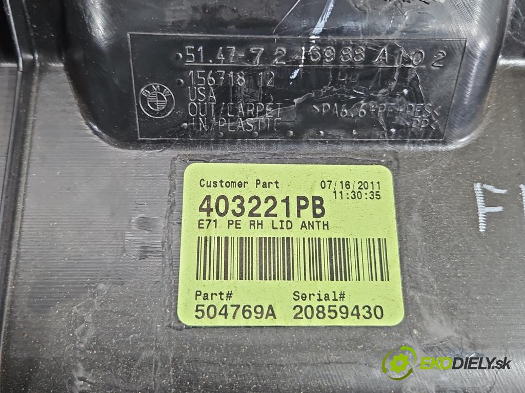 Bmw X6 E71 2007–2014 3.0d 306KM automatic 225 kW 2993 cm3 5- Čalounictví: kufra: pravé 7246988