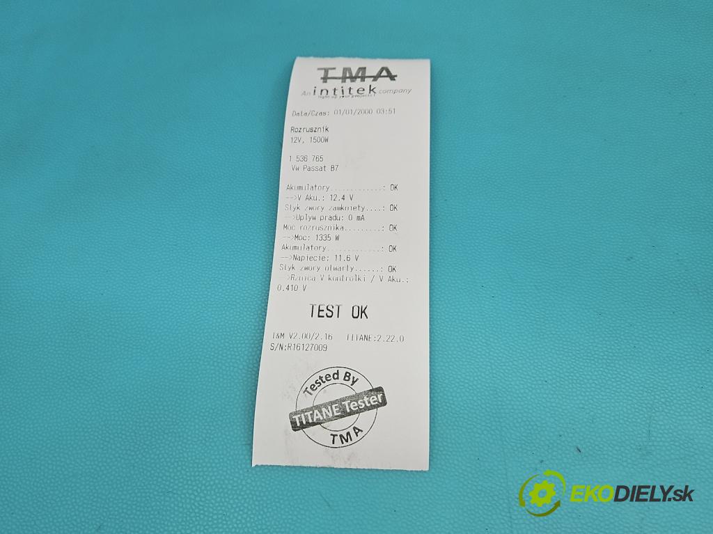 Vw Passat B7 2010-2014 2.0 TSI 211KM automatic 155 kW 1984 cm3 5- štartér 0986025360 (Štartér)