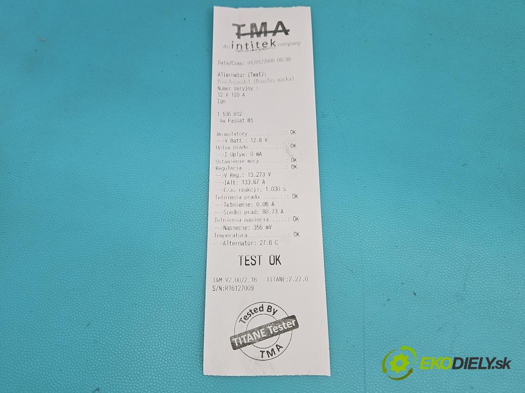 Vw Passat B5 1995-2005 1.9 tdi 110 HP manual 81 kW 1896 cm3 5- Alternator 028903029B (Alternátor)