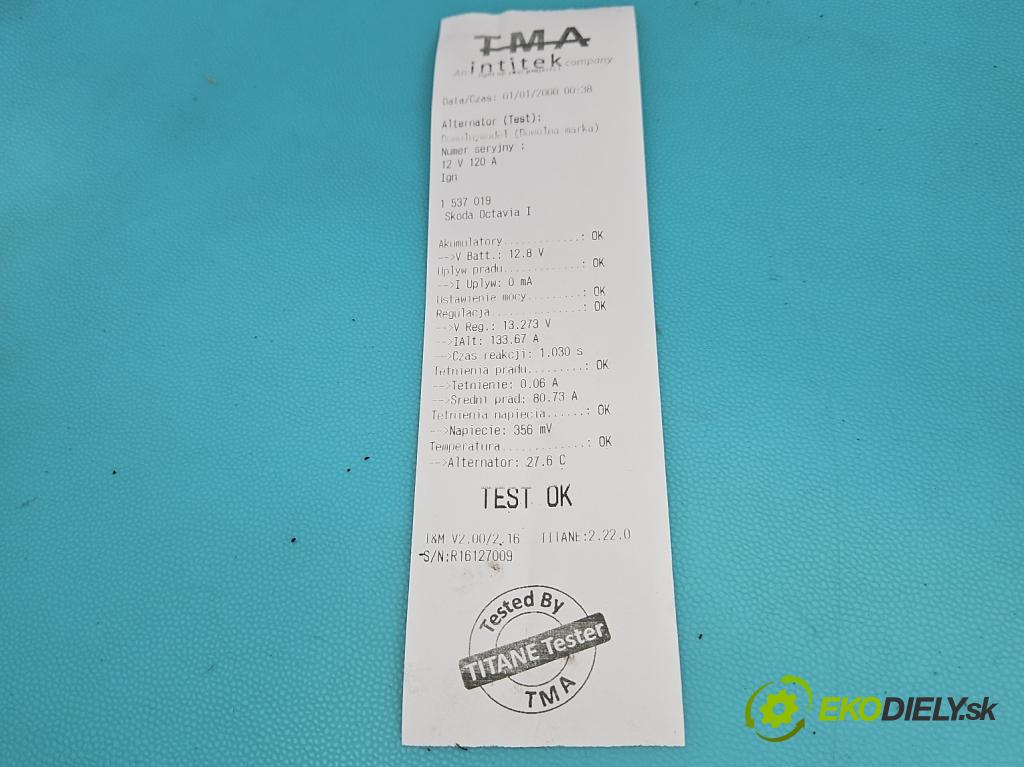 Skoda Octavia I 1996-2010 1.9 tdi 110 HP manual 81 kW 1896 cm3 5- Alternator 028903028E (Alternátor)