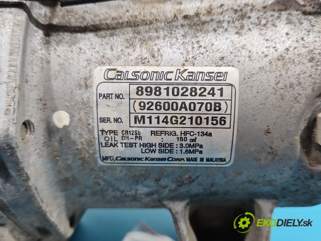 Isuzu D-Max II 2011-2019 2.5 crdi 163 HP manual 120 kW 2499 cm3 2- Kompresor: klimatizácie 8981028241 (Kompresor klimatizácie)