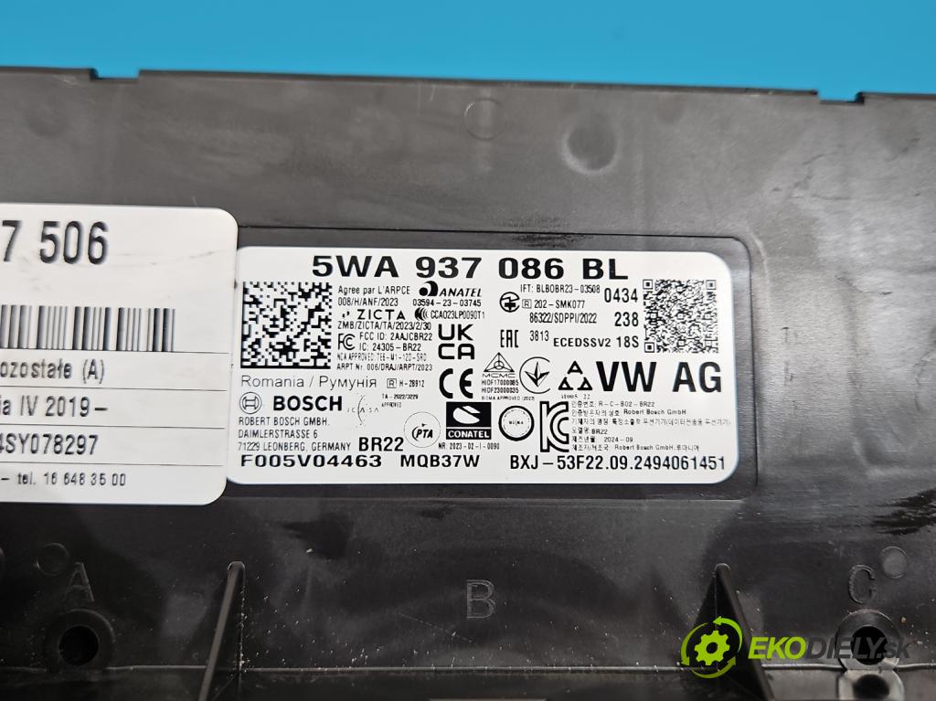 Skoda Octavia IV 2019- 1.5 TSI 150 HP automatic 110 kW 1498 cm3 5- riadiaca jednotka komfortu F005V04463