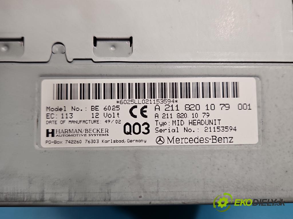 Mercedes E W211 2002-2009 2.7 cdi 177 HP automatic 130 kW 2685 cm3 4- Radio originál A2118201079