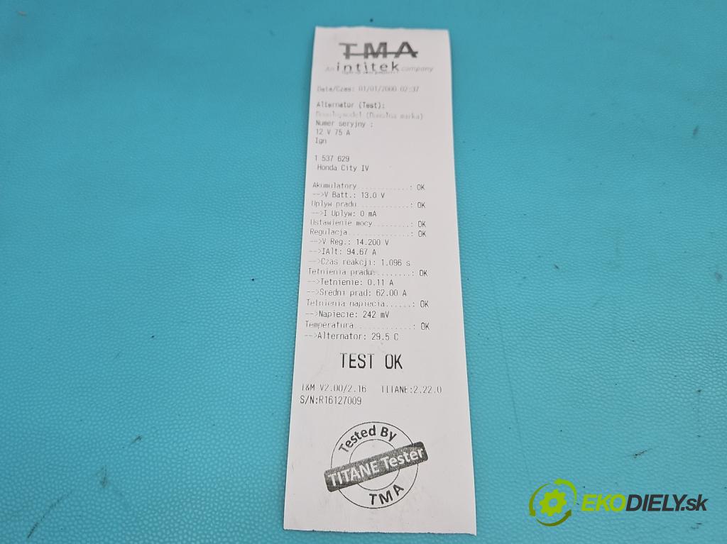 Honda City IV 2002-2008 1.4 8V 83 HP manual 61 kW 1339 cm3 4- Alternator A5TB0091 (Alternátor)