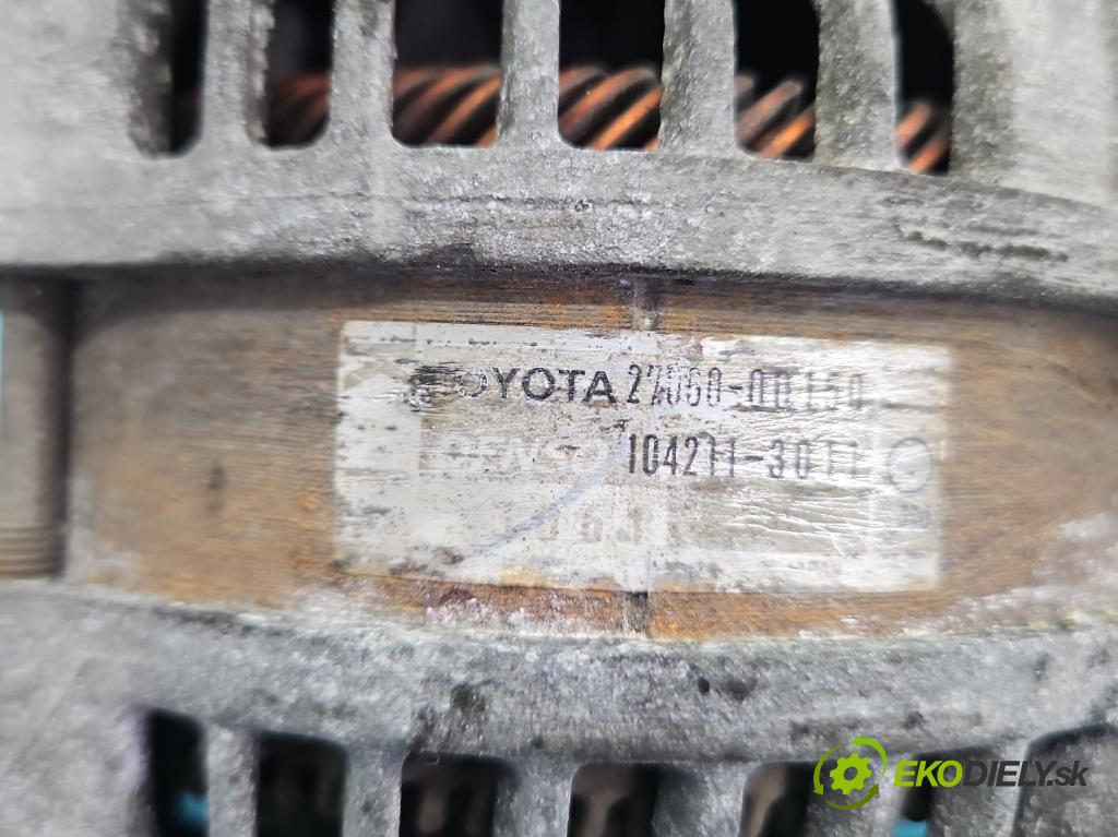 Toyota Yaris III 2011-2020 1.0 vvti 69KM manual 51 kW 998 cm3 5- Alternator 27060-0Q150 (Alternátor)