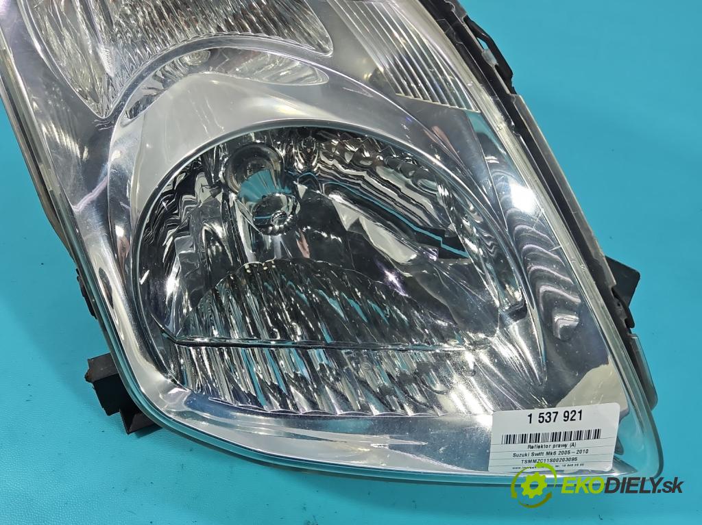 Suzuki Swift Mk6 2005-2010 1.3 16V 92 HP manual 67.5 kW 1328 cm3 5- Reflektor: pravý P4981R (Svetlo predné pravé)