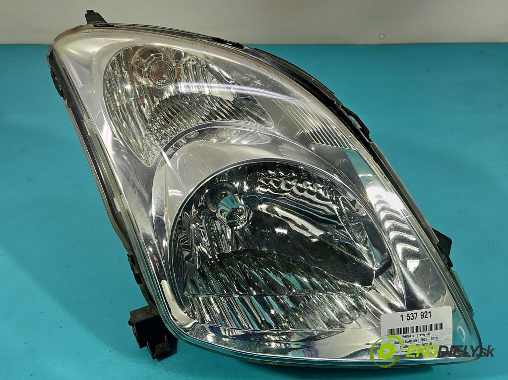 Suzuki Swift Mk6 2005-2010 1.3 16V 92 HP manual 67.5 kW 1328 cm3 5- Reflektor: pravý P4981R (Svetlo predné pravé)