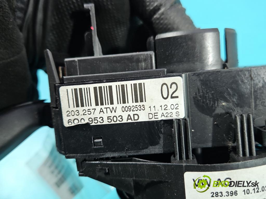 Vw Polo IV 9N 2001-2009 1.9 sdi 64 HP manual 47 kW 1896 cm3 5- prepínač komplex: 6Q0953503AD (Prepínacie páčky pod volantom)