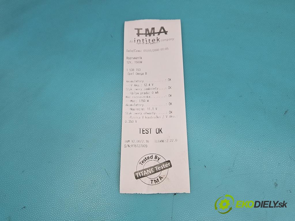 Opel Omega B 1994-2003 2.5 DTI 150 HP automatic 110 kW 2497 cm3 4- štartér 0001109201 (Štartér)