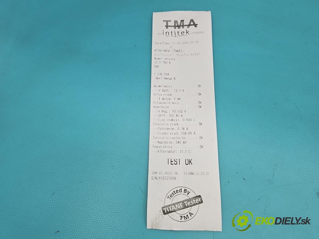 Opel Omega B 1994-2003 2.5 DTI 150 HP automatic 110 kW 2497 cm3 4- Alternator 24451624YC (Alternátor)