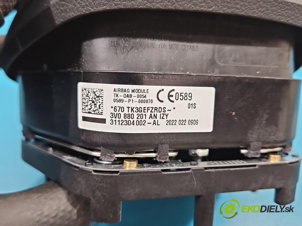 Skoda Scala 2019- 1.0 tsi 114 HP manual 84 kW 999 cm3 5- airbag vzduch: Řidiči: 3V0880201AN (Airbag)