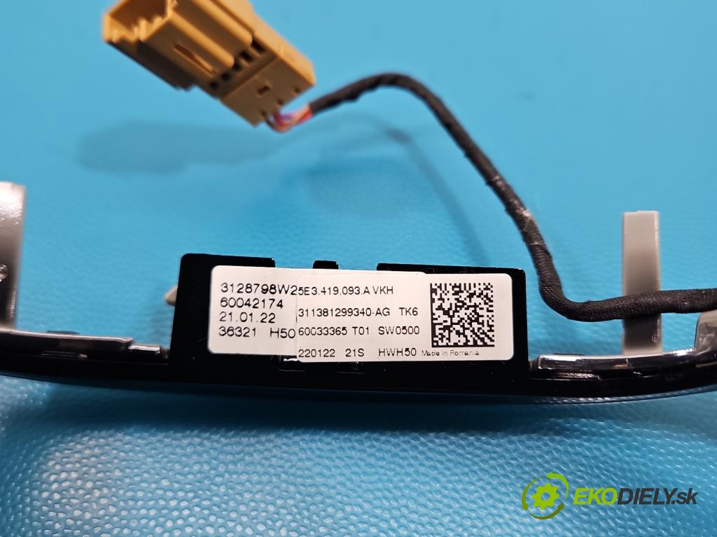 Skoda Scala 2019- 1.0 tsi 114 HP manual 84 kW 999 cm3 5- prepínač multifunkční: řízení: 5E3919719H (Prepínacie páčky pod volantom)