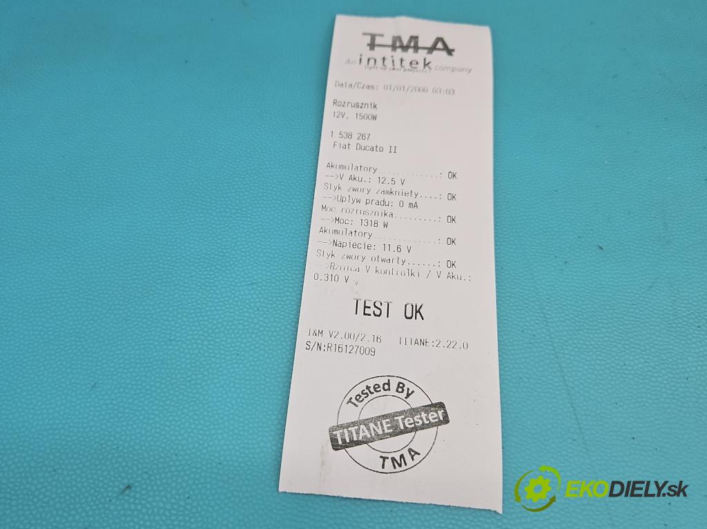 Fiat Ducato II 1994-2006 2.0 8V 110 HP manual 81 kW 1998 cm3 5- štartér D6RA661 (Štartér)