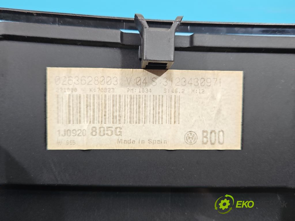 Vw Golf IV 1997-2003 1.9 tdi 101 HP manual 74 kW 1896 cm3 3- prístrojovka/ budíky 1J0920805G (Prístrojová doska)