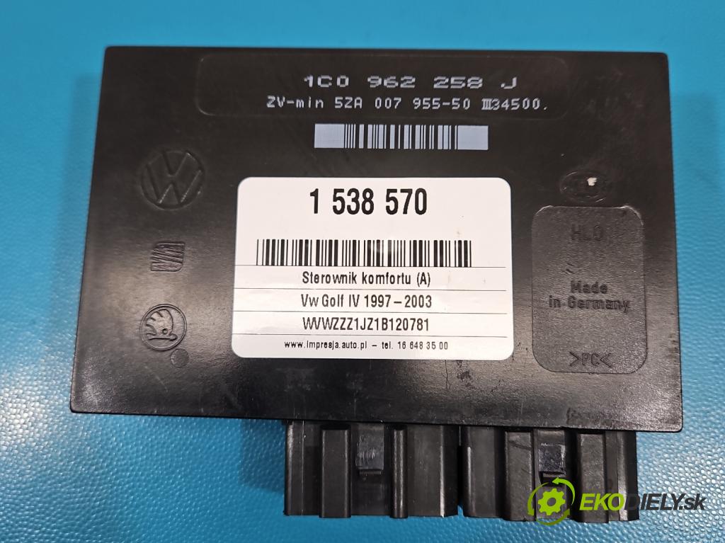 Vw Golf IV 1997-2003 1.9 tdi 101 HP manual 74 kW 1896 cm3 3- riadiaca jednotka komfortu 1C0962258J