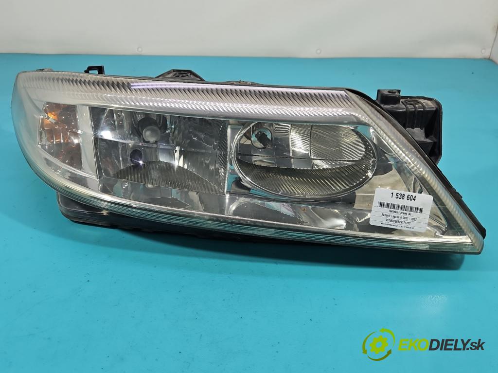 Renault Laguna II 2001-2007 1.8 16V 121KM manual 89 kW 1783 cm3 5- Reflektor: pravý  (Svetlo predné pravé)