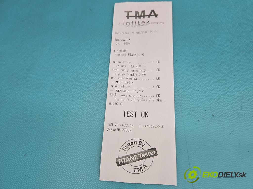 Hyundai Elantra VI 2015-2020 1.6 16V 128 HP automatic 94 kW 1591 cm3 4- štartér 36100-2B110 (Štartér)