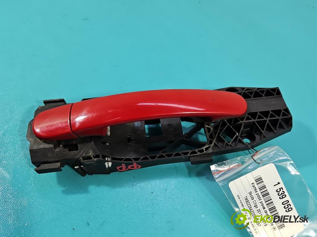 Skoda Citigo 2011-2019 1.0 MPI 60 HP manual 44 kW 999 cm3 5- rukoväť predné pravé mimo: 5N0839885H (Kľučka dverí ostatné)