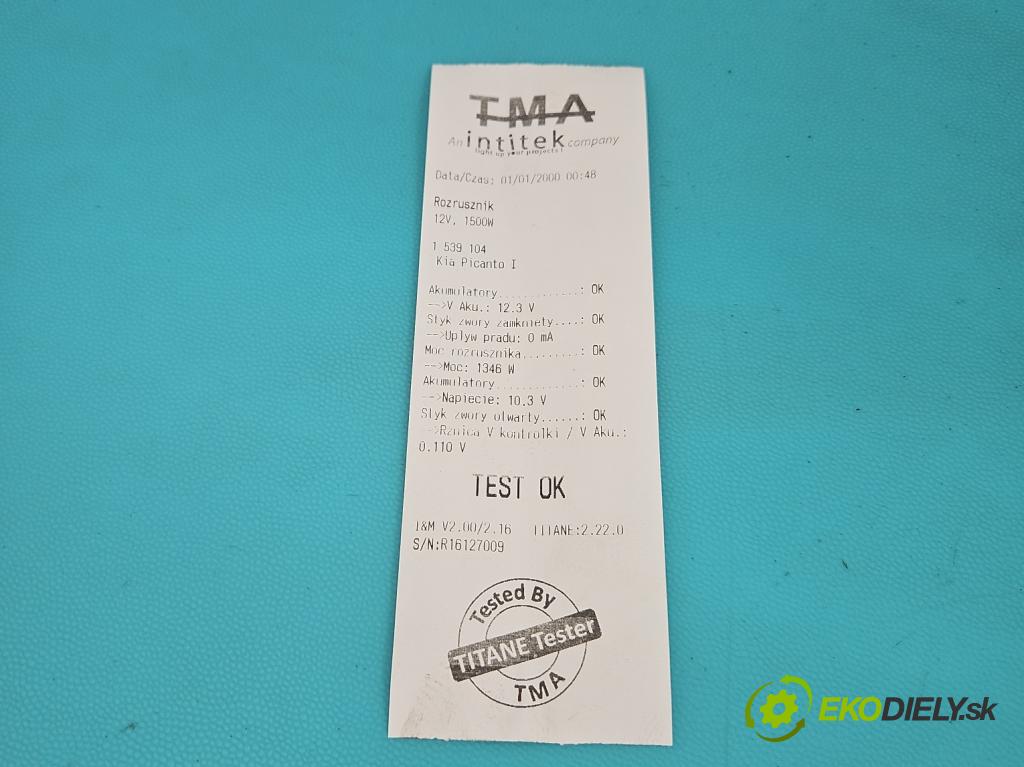 Kia Picanto I 2003-2011 1.1 crdi 75 HP manual 55 kW 1120 cm3 5- štartér 36100-2A100 (Štartér)