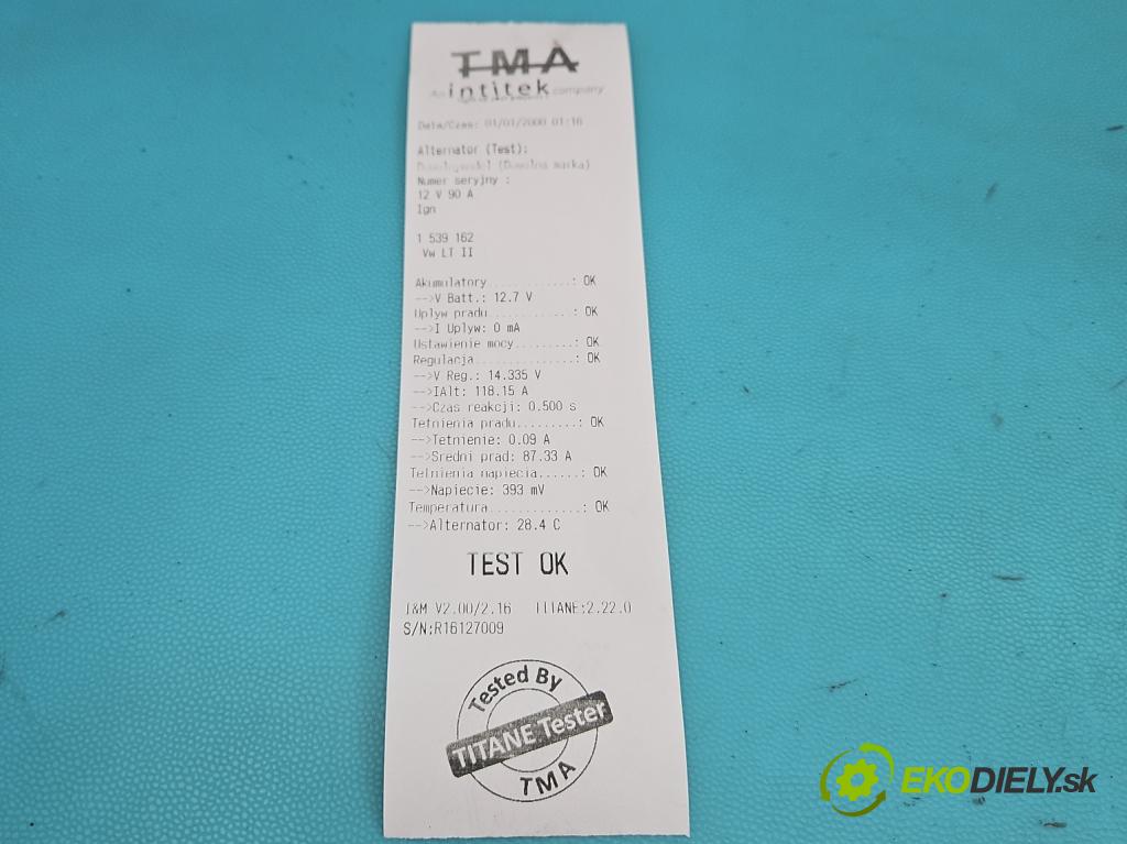 Vw LT II 1996-2006 2.5 tdi 109 HP manual 80 kW 2461 cm3 5- Alternator 0124325004 (Alternátor)